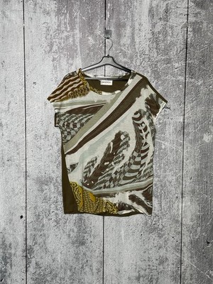 Emilio Pucci All Over Printed Top Viskose Mehrfarbig Abstrakt Kurzarm Shirt