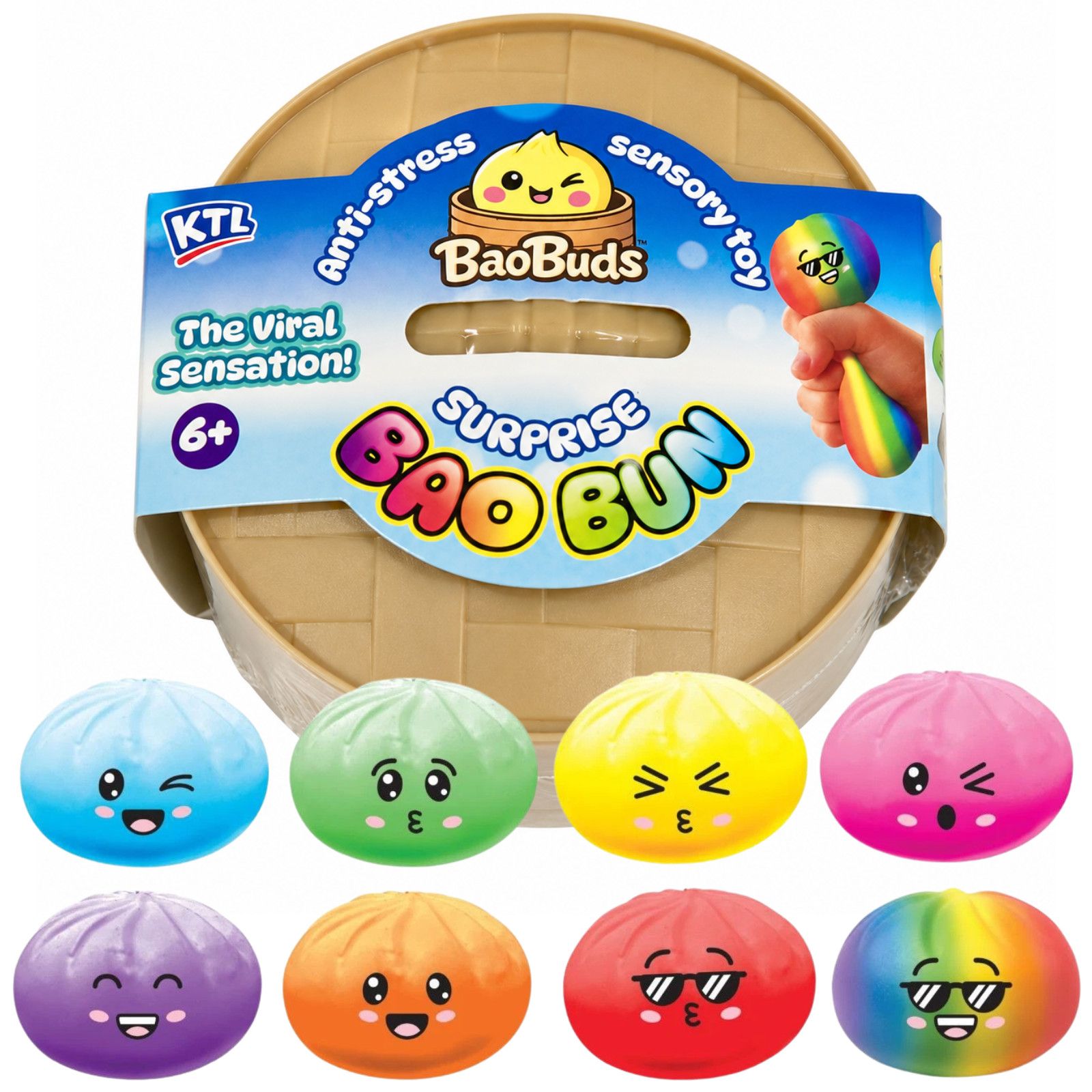 KTL BaoBuds Surprise Rainbow Bao Bun Dumpling Squishy Sensory Fidget Toy 6+
