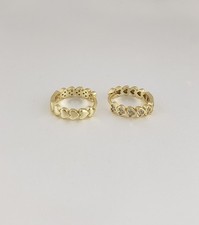 14K Gold Plated Round CZ Heart Huggie Hoop Earrings