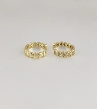 18K Gold Plated Round CZ Heart Huggie Hoop Earrings