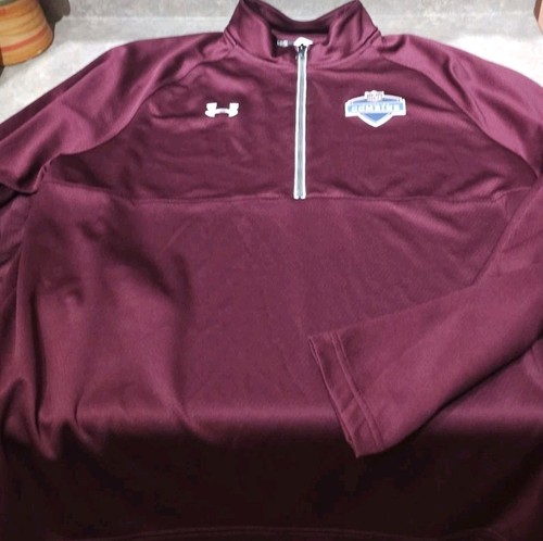UNDER ARMOUR-Maroon Poly, Uomo LS, 1/2.Zip, Maglia Pullover Atletica Logo NFL-(L) - Foto 2 di 4