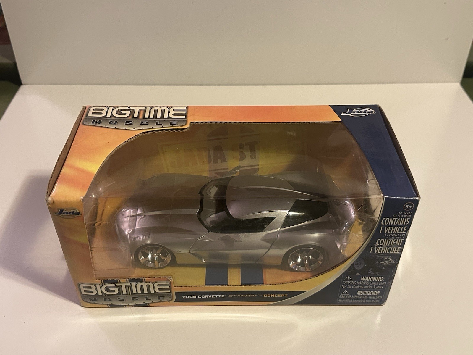 Jada Toys Bigtime Muscle 1:24 Chevrolet Corvette Stingray Silver Diecast Car