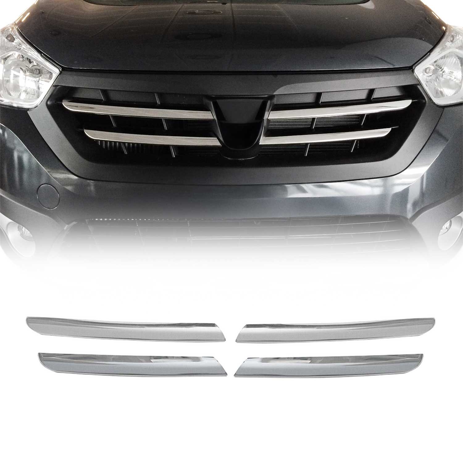 Moulure de calandre chromée pour Dacia Lodgy Stepway, finition élégante 4 pièces