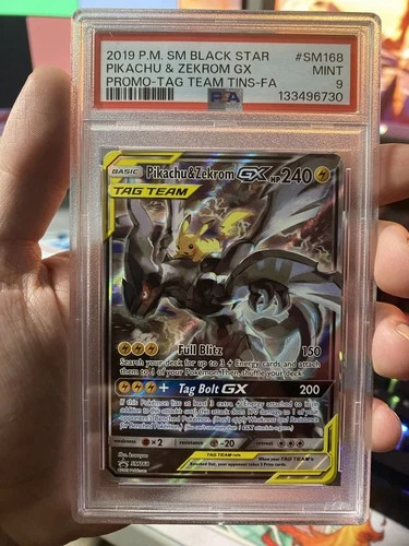 2019 POKEMON SM BLACK STAR PROMO #SM168 FULL ART/PIKACHU & ZEKROM GX PSA 9