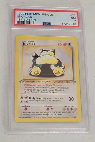 Pokémon TCG Jungle 1st Edition Snorlax #27/64 Rare PSA 7