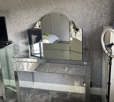 Mirrored Dressing Table Console with 2 Drawers