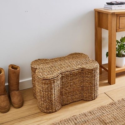 Dunelm Aufbewahrungskorb aus Seegras in Knochenform - extra groß 40 cm x 55 cm x 30 cm