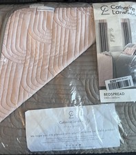 Catherine Lansfield Canterbury Reversible Bedspread Grey & Pink 