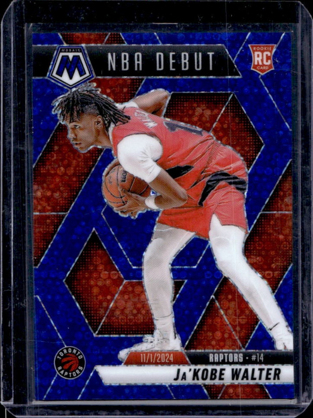 2024-25 Mosaic Ja'Kobe Walter RC Fast Break Blue NBA Debut #16/85 Raptors