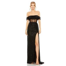 NWT Ieena for Mac Duggal Illusion Midriff Off-The-Shoulder Dress - size 6