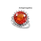 AAA Flawless Ceylon Orange Padparadscha Sapphire Ring: Sterling Silver Statement