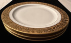 3 Royal Limoges Dinner Plates Bloomingdale Bros In Sevres Gold Encrusted 9 1/4” — photo 1