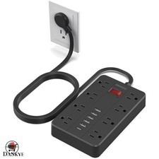 8-Outlet Power Strip with USB  USB-C Ports - Surge Protected  Wall Mountable