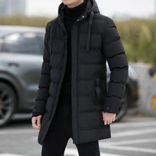 Men's Long Jacket Winter Warm Puffer Bubble Hooded Coat Quilted Padded Outwear
