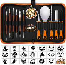 Halloween Pumpkin Carving Kit with Stencils - 31 PCS Professional Tools