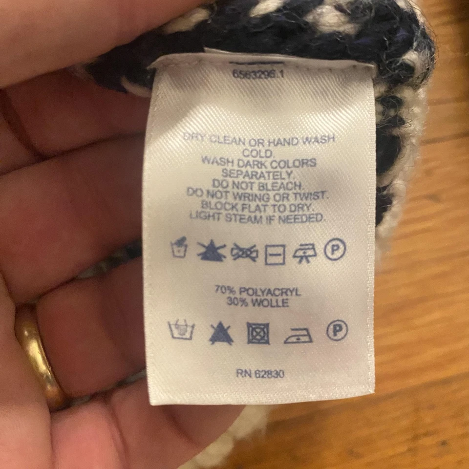 Suéter Lands' End Juvenil Mediano Marfil Azul Marino Fair Isle Mezcla de Lana Cuello Redondo Foto 4 de 4