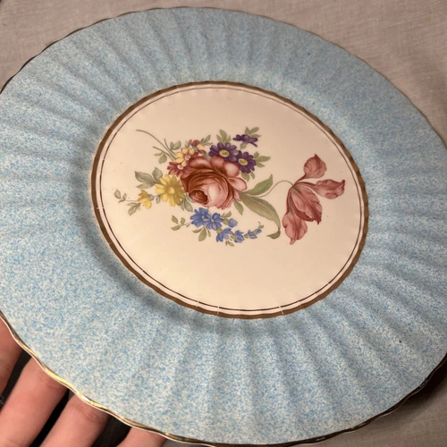 Wade Royal Victoria Pottery 2 X Floral Design Dinner Plates (Blue and Yellow) - Picture 4 of 10