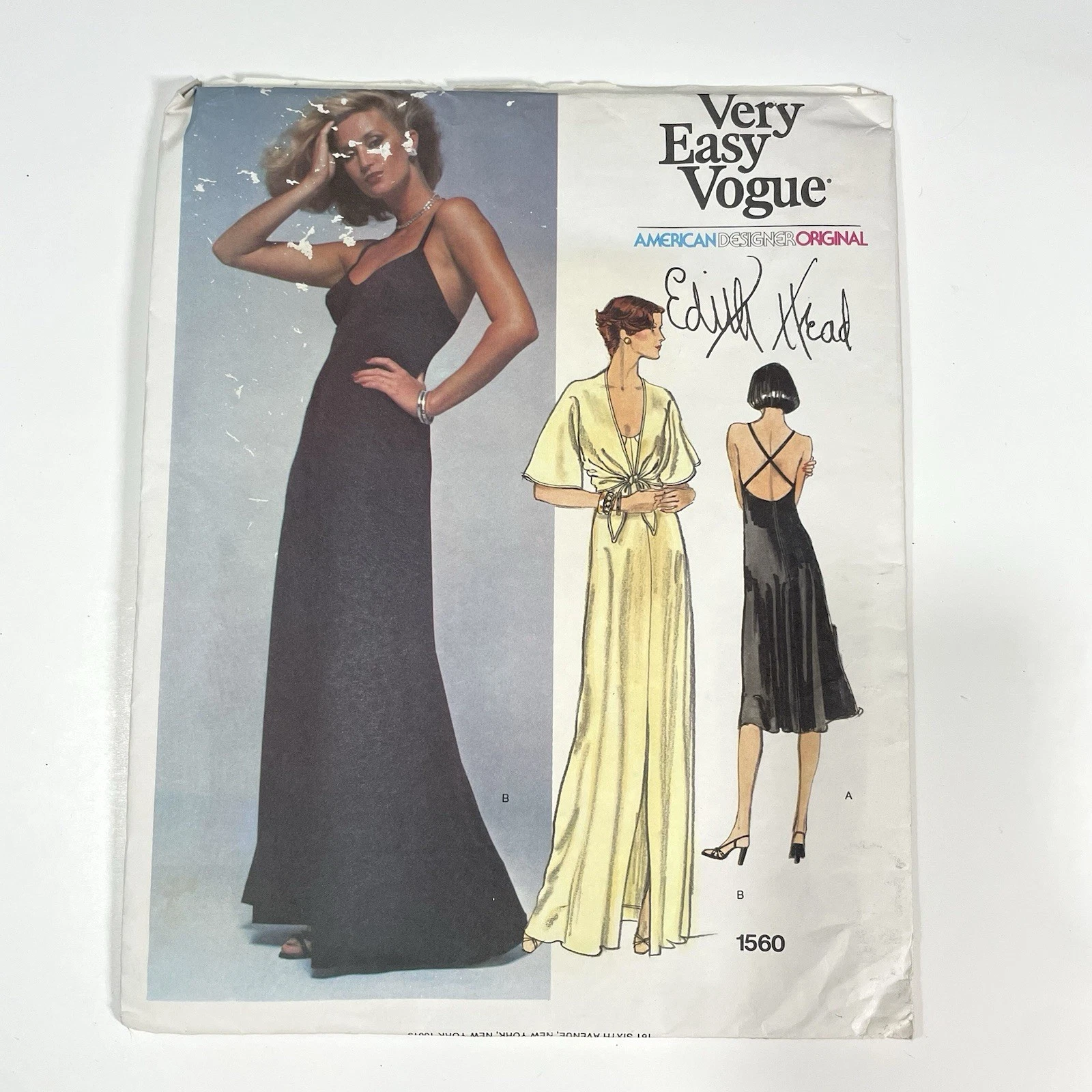 Vtg Vogue American Designer Original Sewing Pattern Edith Head Slip Dress 1560 8