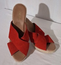 Picon Calzados Rojo Gamuza Alpargata Cuña Sandalias Slide Mules España Para Mujer 7.5