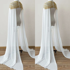 Appliques Bridal Cape Sheer Wedding Dress Coverup Custom Chiffon Wedding Shawl