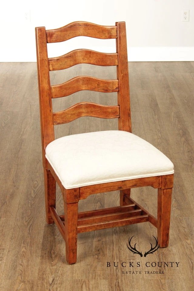 Juego de seis sillas de comedor Bausman con respaldo de escalera provincial del país francés Foto 3 de 4