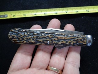 Vintage I XL George Wostenholm Sheffield Knife Pre WW 1 Lockback Narly Stag RARE