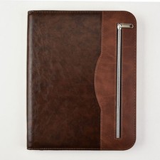 Soft Touch A4 Conference Folder Business Portfolio with Calculator & Pad - Brown