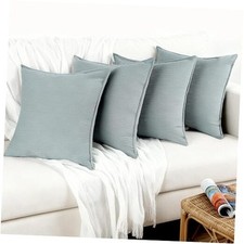 Throw Pillow Covers Corduroy Pillowcase 22" x 22" Pack of 4 4 Grayish Green