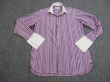 Turnbull  Asser Dress Shirt Mens 16 Purple Stripe French Cuff Cotton England