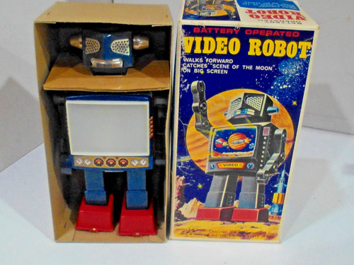 VIDEO ROBOT- NEW N BOX- BATTERY OPERATED- TESTED WORKS GOOD- MADE IN JAPAN
