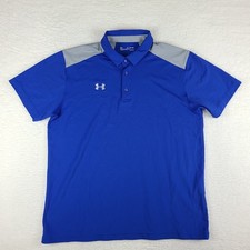 Under Armour Polo Shirt Mens 2XL XXL Blue Gray Loose Heatgear Performance