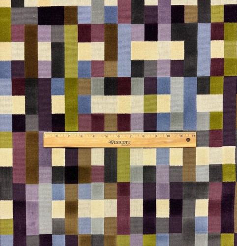 DESIGNER ABSTRACT MOMENT PURPLE GEOMETRIC VELVET EXCLUSIVE FABRIC 3 YARDS 25"W - Picture 2 of 5