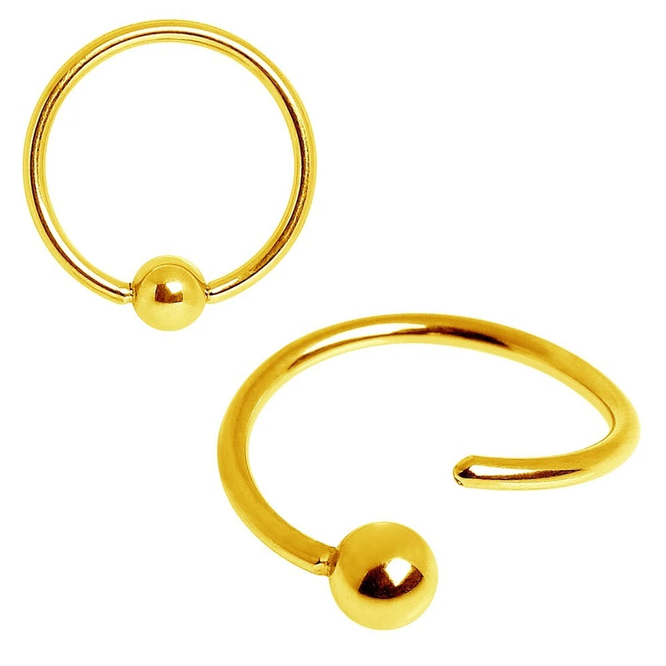 Gold Plated One Side Fixed Captive Bead Ring - Image 3 of 4