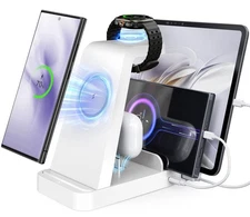5 in 1 Wireless Charging Station Fast Charger Stand for S25 S24 S23 Ultra