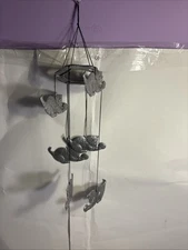 Carson Freeport Metal Wind Chime Hanging 6 Pewter cats Playing with Ball of Yarn