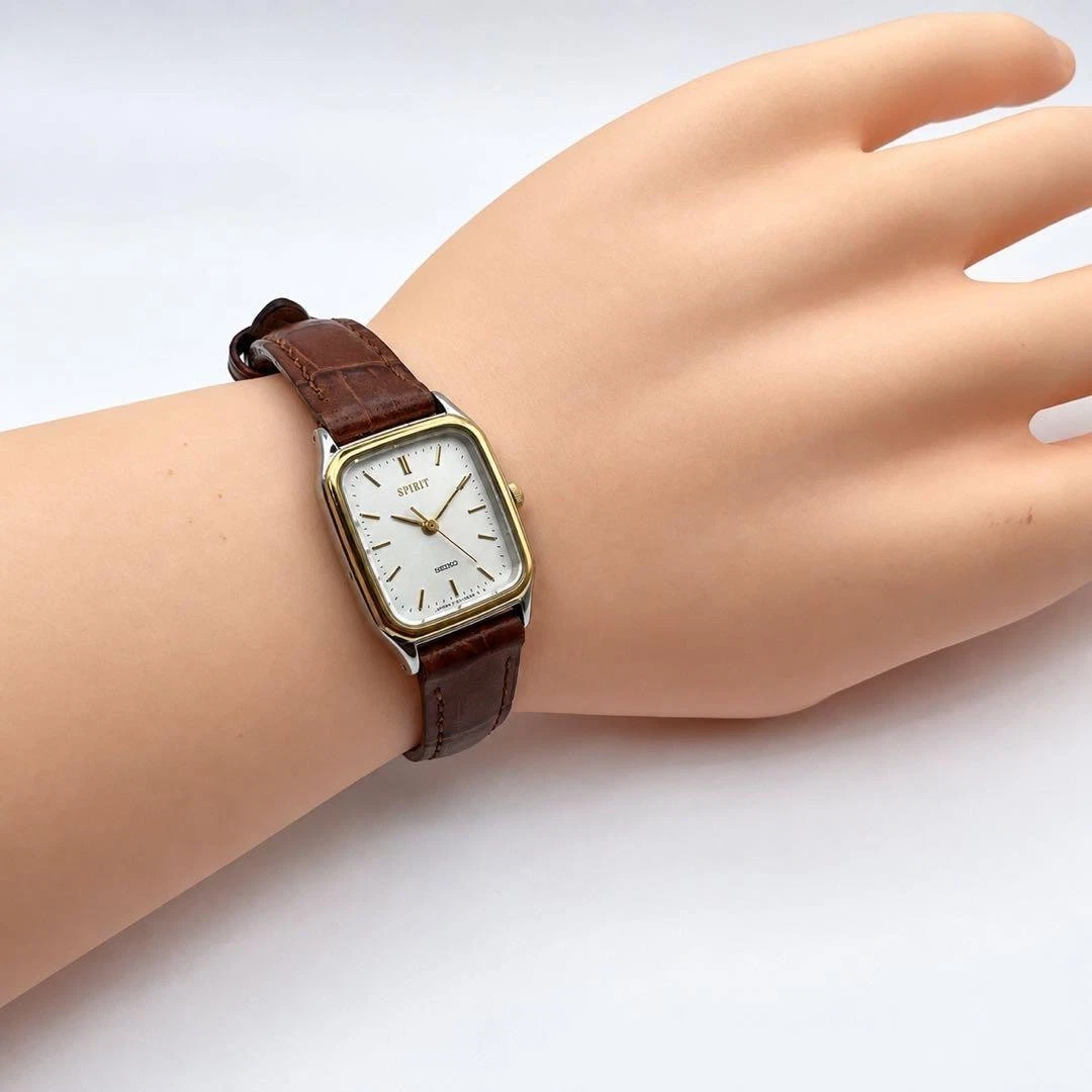 Seiko Spirit 1F21-5B20 Dos Tonos Tanque Cuarzo Damas Reloj Vintage Japón