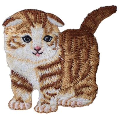 Scottish Fold Cat Applique Patch - Kitten Kitty Feline Animal 2-1/8'' (Iron on)