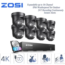 ZOSI 4K 8CH IP Cameras PoE Security Camera System Weatherproof AI Detection 2TB