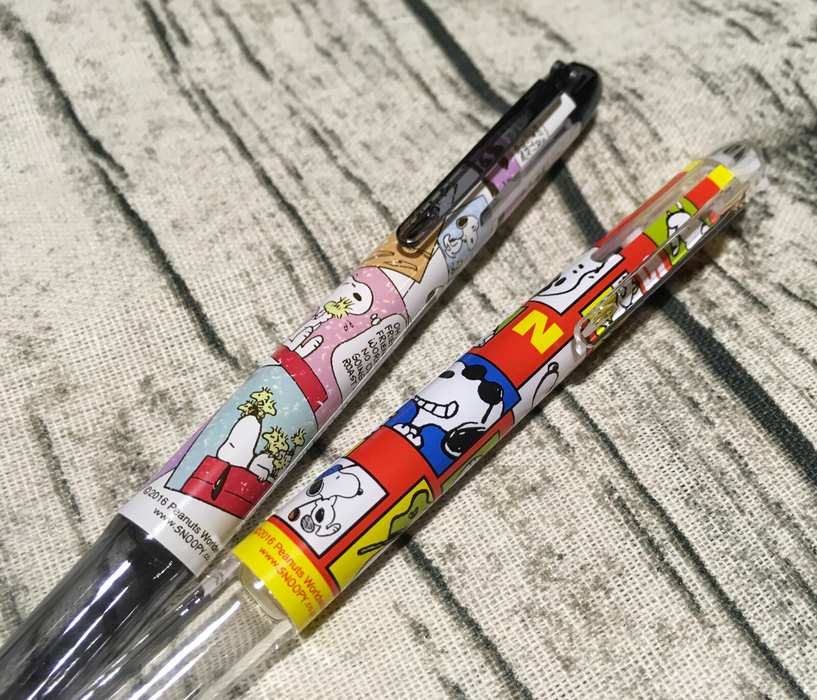 2x Snoopy Coleto Pens + 6 Refills PILOT HI-TEC-C Comic Rare Gift 3 Color Peanuts