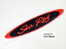 1pc SEA RAY Side Hull Oval Emblem Red Black 3D Self Adhesive 13
