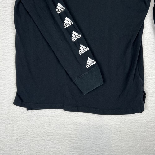 Adidas Long Sleeve T-Shirt Hoodie Black Graphic Logo Youth Large 14/16 - Picture 3 of 9