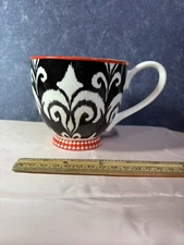 Portobello By Inspire Bone China Black Red Fleur De Lis Mug English Design 1695f