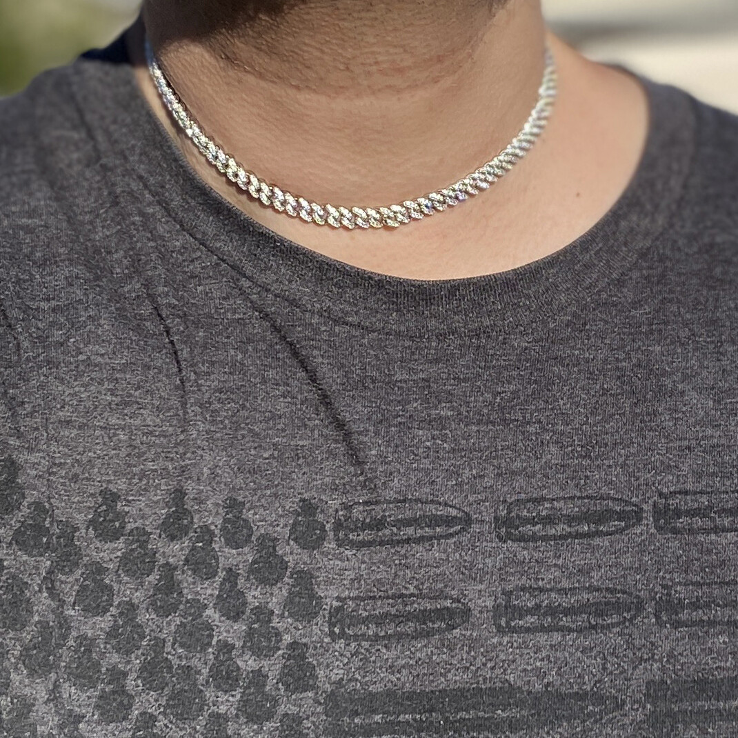 Real 925 Sterling Silver Miami Cuban Chain Iced Flooded Out CZ