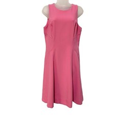 White House Black Market Pink Sleeveless Sheath Dress 8 Fit Flare Seamed