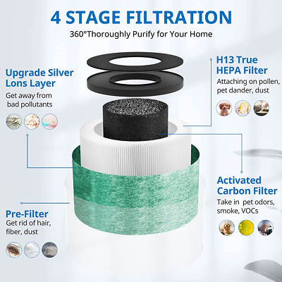 2 Pcs Upgraded True HEPA Replacement Filter for AROEVE MK01 MK06 Kloudi DH-JH01