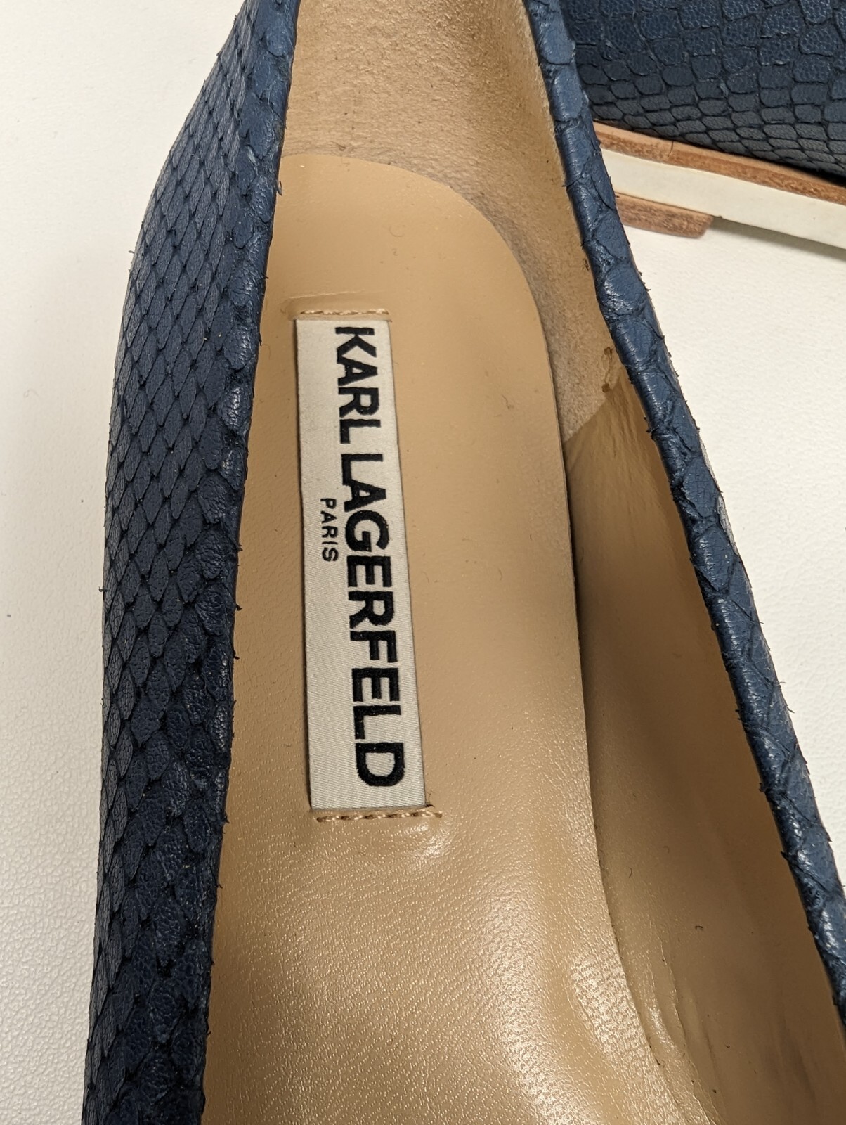 Women's Karl Lagerfeld Blue Python Cap Toe No Hee… - image 3