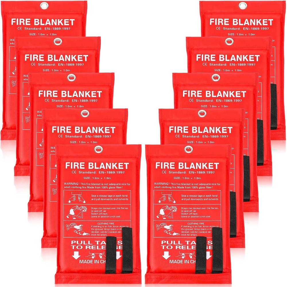 Macarrie 10 Pack 39” x Fire Blanket Emergency 39" X 39", Red