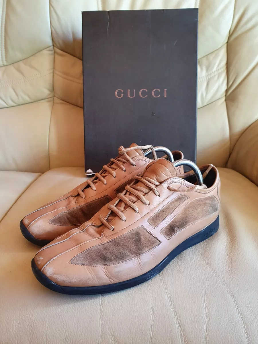 serie Mejeriprodukter Sammenligning Gucci Mens Shoes Trainers Brown UK 7.5 US 8.5 EU 41.5 | eBay