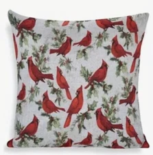 Cardinals Winter Christmas Double Sided Throw Pillow Cover Holiday Home Decor