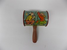Vintage T. Cohn Tin Noisemaker Clowns Dog Duck Barrel Shape